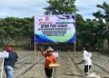 Merlan S. Uloli pada kegiatan Semai Benih Padi yang dirangkaikan dengan penyerahan bantuan benih padi di Kelurahan Oluhuta Utara, Kecamatan Kabila, Selasa (12/12/2023).