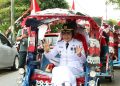 Unik, Forkopimda Bone Bolango Kompak Naik Bentor ke Lokasi Upacara HUT Kemerdekaan RI