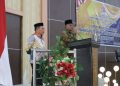 Bupati Bone Bolango Terpilih periode 2025-2030, Ismet Mile saat memberikan sambutan pada Rapat Paripurna DPRD Bone Bolango dalam rangka Pengumuman Usulan Pemberhentian Bupati Bone Bolango. (Foto Sandi/Diskominfo)