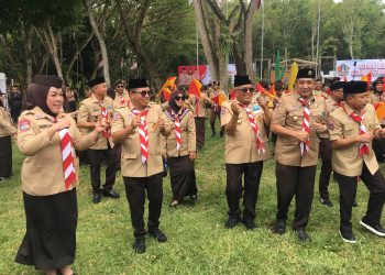 Wabup Risman Hadiri Upacara Hari Pramuka ke-64 di Bumi Perkemahan Bongohulawa