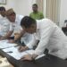Penandatanganan Perjanjian Penggunaan Aset Berupa Bangunan Gedung Sekolah hasil pembangunan prasarana, sarana, dan utilitas umum (PSU) pada proyek Waduk Bulango Ulu oleh Sekretaris Daerah Bone Bolango, Iwan Mustapa, di Ruang Rapat Sekda, Kamis (30/7/2026).