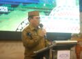 Sekda Iwan Mustapa saat menghadiri Forum Koordinasi Percepatan Pembangunan Infrastruktur Jalan Pinogu di Hotel Aston Kota Gorontalo, Senin (24/8/2026). (F.Yudi/Prokopim)
