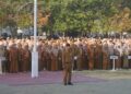 Pelaksanaan apel kerja di lingkungan Pemerintah Kabupaten Bone Bolango yang berlangsung di Lapangan Alun-Alun Bone Bolango, Senin (7/9/2026). (F. Onal/Prokopim)