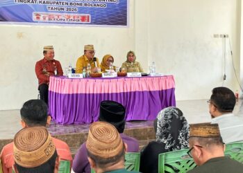 Bupati Ismet Mile saat menghadiri kegiatan Program Gerakan Orang Tua Asuh Cegah Stunting (Genting) tingkat Kabupaten Bone Bolango tahun 2026 di BPU Tapa, Kamis (10/9/2026). (F.Indra/Diskominfo)
