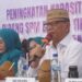 Bupati Ismet Mile saat menghadiri Pelantikan Ketua Tim Penggerak PKK Kecamatan Tapa yang dirangkaikan dengan Bimtek Peningkatan Kapasitas Tim Pengurus Posyandu 6 Bidang Standar Pelayanan Minimal (SPM) di Desa Wilayah Tapa Bulango, di Aula PKBM Desa Kramat, Kecamatan Tapa, Rabu (16/9/2026). (F.Onal/Prokopim)
